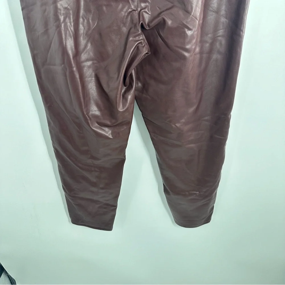 Abercrombie and Fitch Maroon Dark Red Faux Leather Paper Bag Waist Pants - Picture 9 of 9